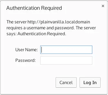 Authentication required window