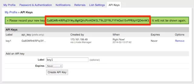 Api key created