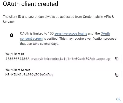 Client created