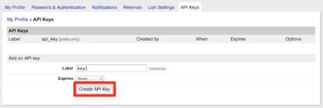 Create api key