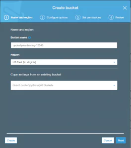 Create bucket popup
