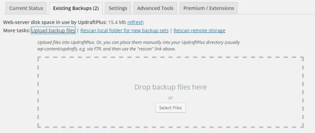 Drop files dialogue