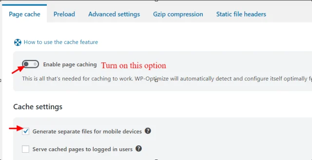 Enable page caching