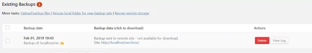Existing backups
