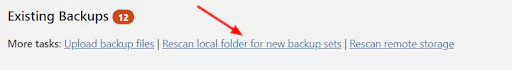 Existing backups more tasks