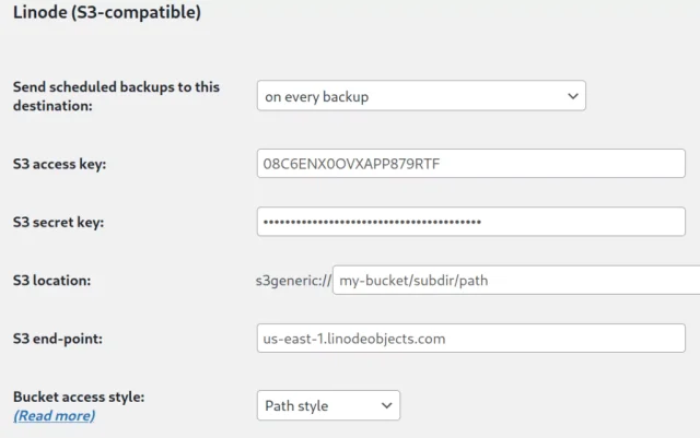 Linode settings