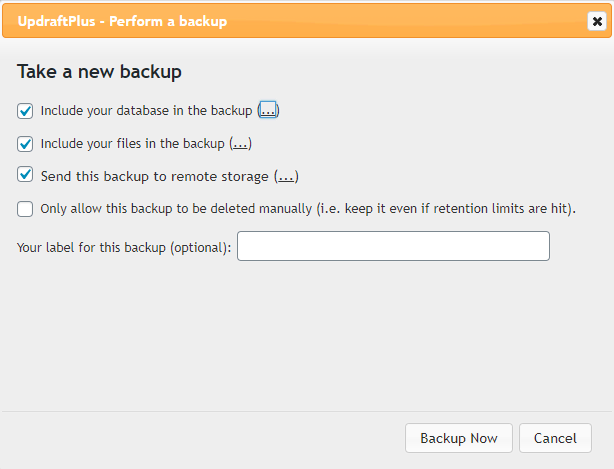 Take a new backup