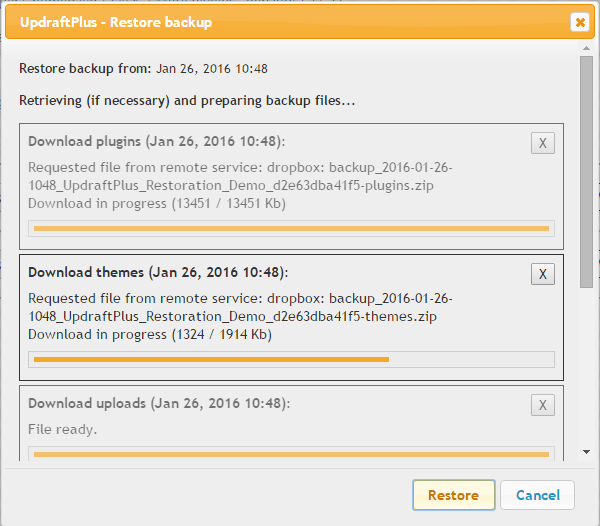 Wizard restore