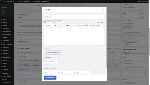 Add lesson window