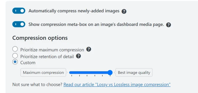 Automatically compress images in wpo
