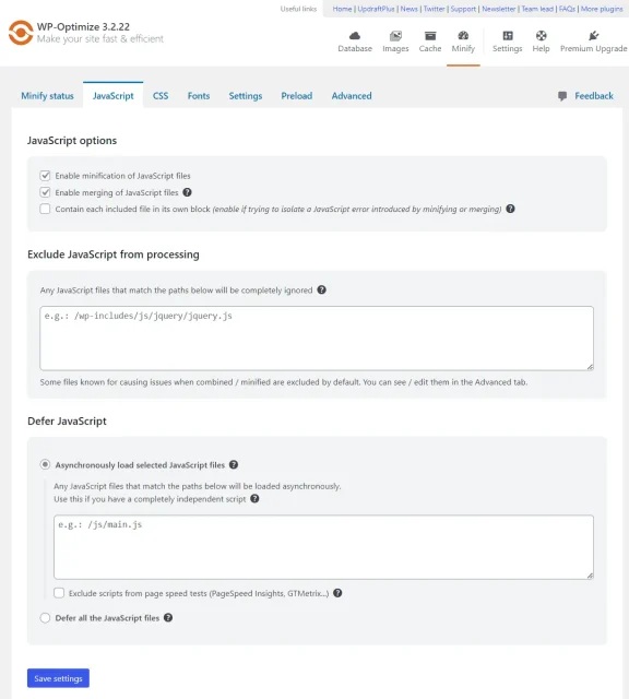 Javascript options