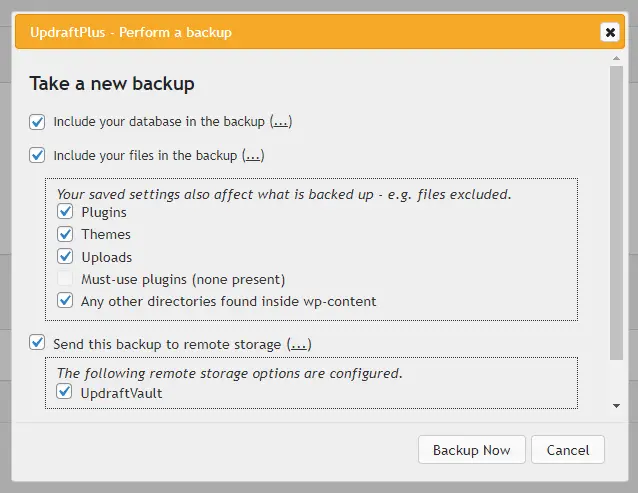 Take a new backup