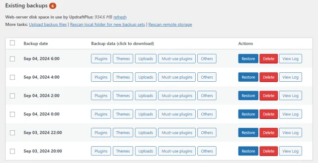 Backup log