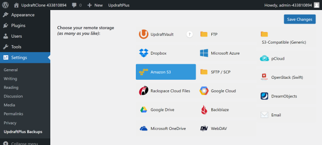 Select amazon s3