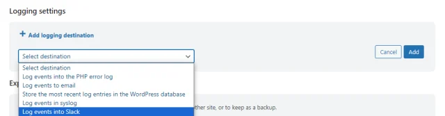 Logging settings