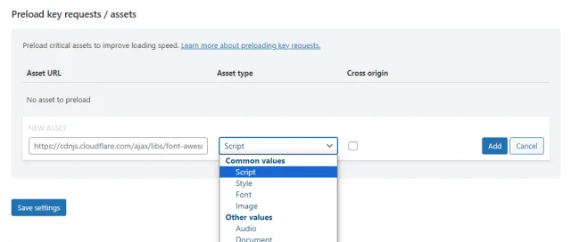 Preload key request and assets