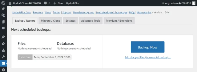 UpdraftPlus backup